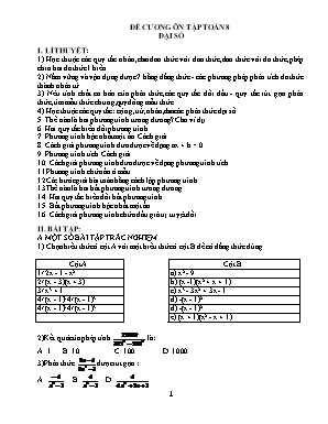 Đề cương ôn tập cả năm môn Toán Lớp 8